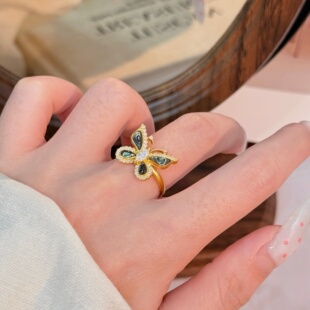 千夕 足金999东方梦蝶戒指黄金戒指女款求婚情人节生日礼物送女友
