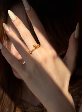 千夕足金999满钻钉子戒黄金戒指女款送女友七夕情人节生日礼物