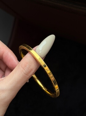 千夕 足金999猫眼碎碎冰手镯黄金手镯女款情人节生日礼物送女友
