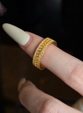 千夕足金999T彩虹满钻戒黄金戒指女款送女友七夕情人节生日礼物