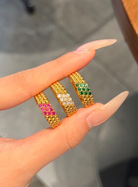 千夕 足金9995D三排白戒黄金戒指女款求婚情人节生日礼物送女友