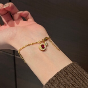 千夕 足金999十字彩糖泡泡手链黄金手饰女款情人节生日礼物送女友