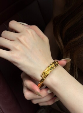 千夕 足金999金棱星镯黄金手镯女款情人节生日礼物送女友老婆