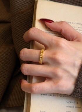 千夕足金9996D蕾丝皇冠黄金戒指女款七夕情人节生日礼物送女友