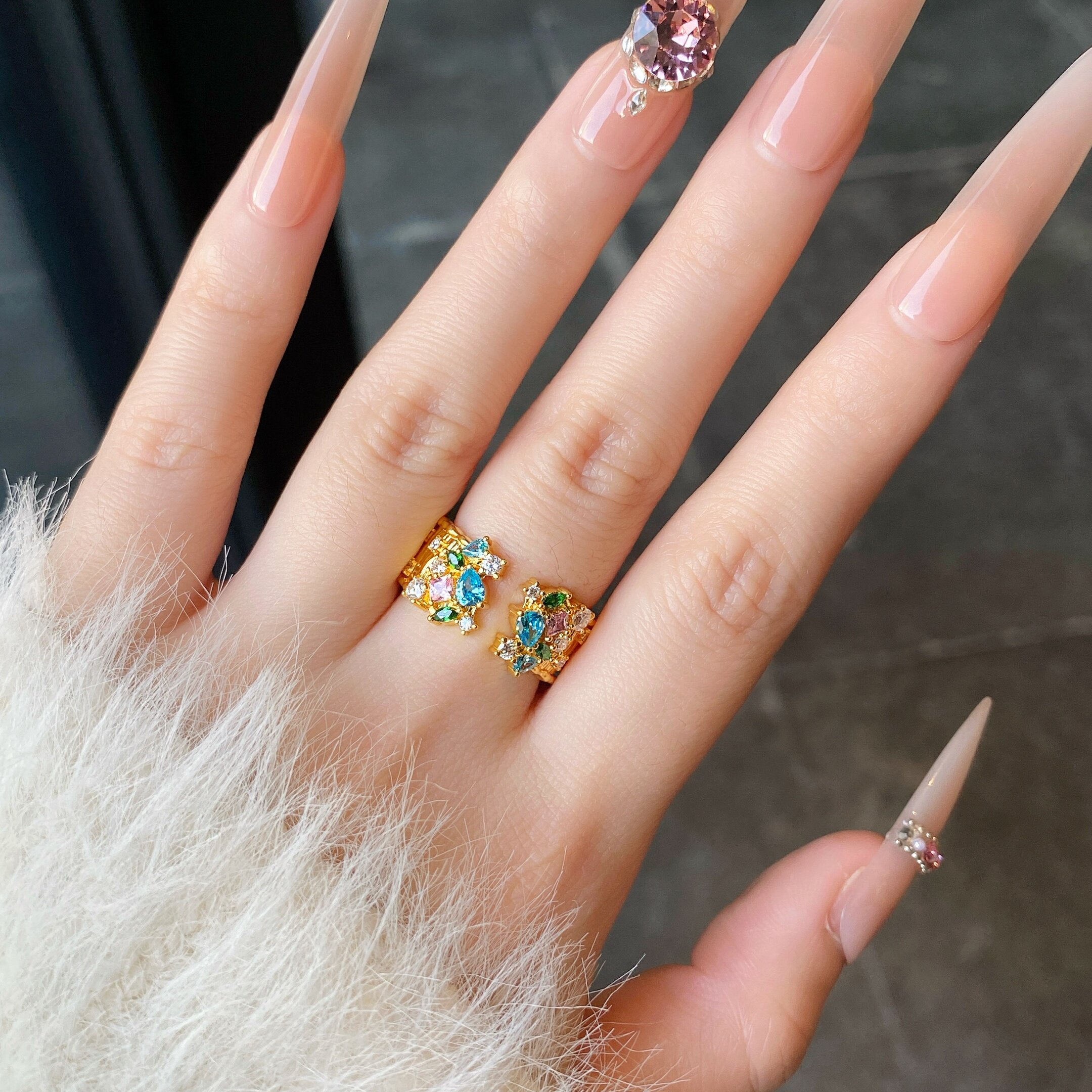 千夕 足金999璀璨繁星戒指黄金戒指女款求婚情人节生日礼物送女友