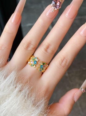 千夕 足金999璀璨繁星戒指黄金戒指女款求婚情人节生日礼物送女友