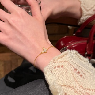 千夕 足金999小蝴蝶手链黄金手饰女款情人节生日礼物送女友