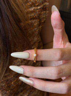 千夕足金9996D公主点钻戒黄金戒指女款送女友七夕情人节生日礼物