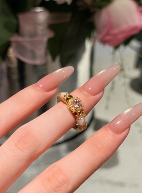 千夕足金999月光粉方糖戒黄金戒指女款七夕情人节生日礼物送女友