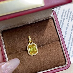 千夕 足金999冰钻方糖吊坠黄金吊坠女款情人节生日礼物送女友老婆