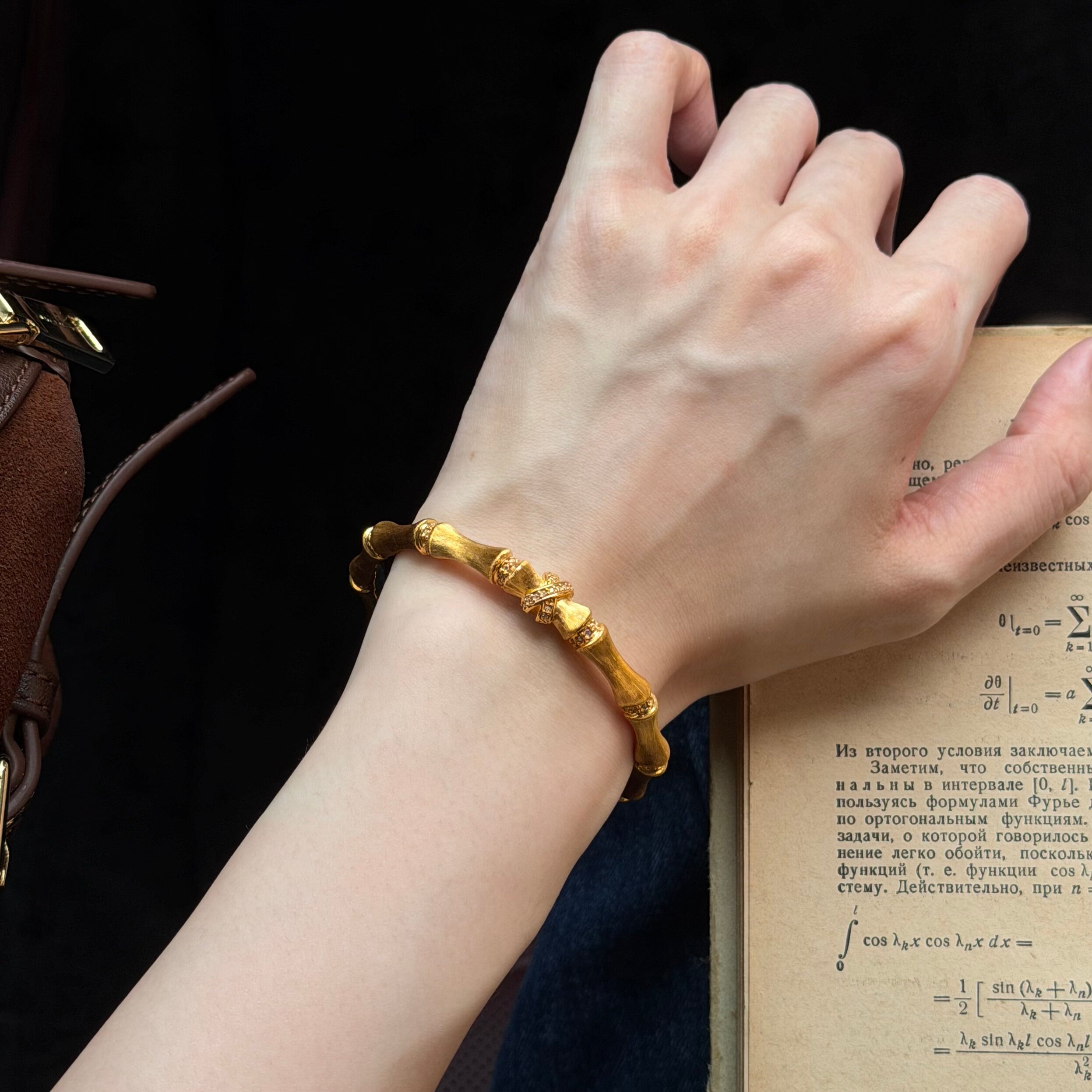 千夕 足金999交叉竹节手镯黄金手镯女款七夕情人节生日礼物送女友