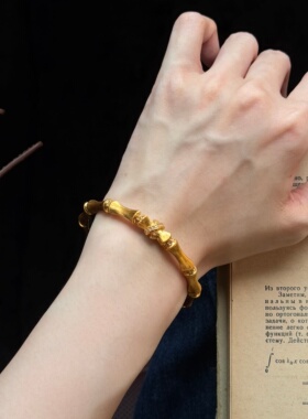 千夕 足金999交叉竹节手镯黄金手镯女款七夕情人节生日礼物送女友