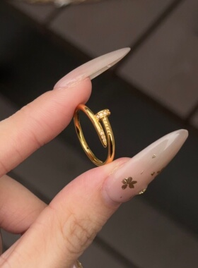 千夕足金9996D钉子戒指黄金戒指女款送女友情人节新年生日礼物