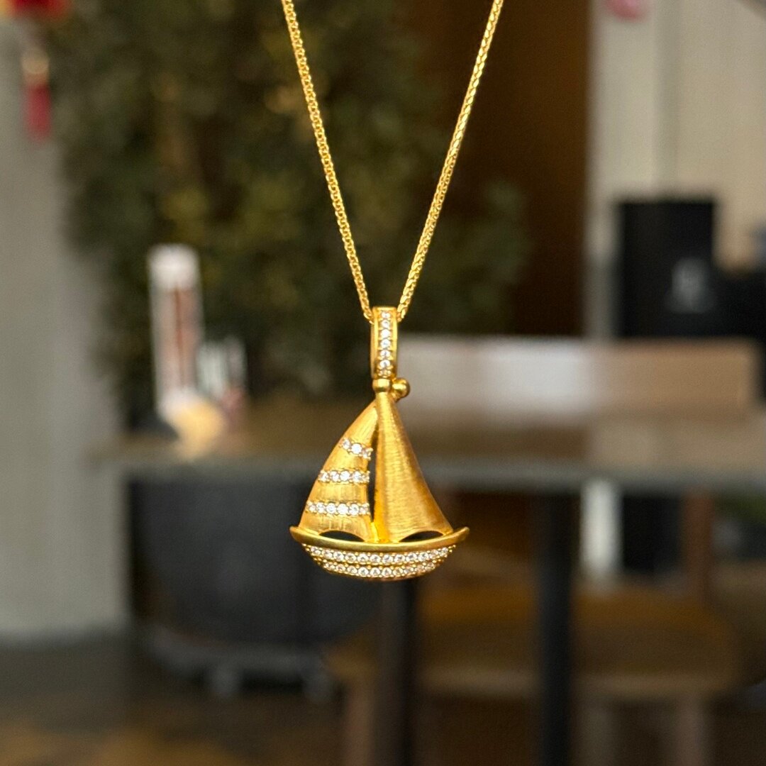 千夕 足金999一帆风顺黄金吊坠女款新年祝福情人节生日礼物送女友