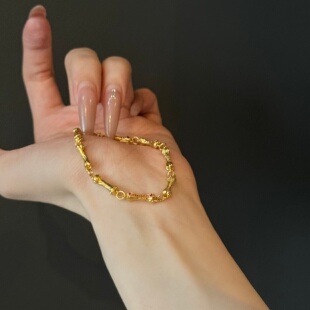 千夕 足金999蚀骨炫彩手链黄金手饰女款情人节生日礼物送女友