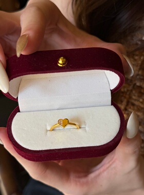 千夕足金9996D半钻倾心戒黄金戒指女款送女友七夕情人节生日礼物