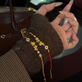 千夕 足金999小金鱼手链黄金手饰女款七夕情人节生日礼物送女友