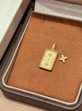 千夕 足金999四叶草无事牌黄金吊坠女士情人节七夕生日礼物送女友