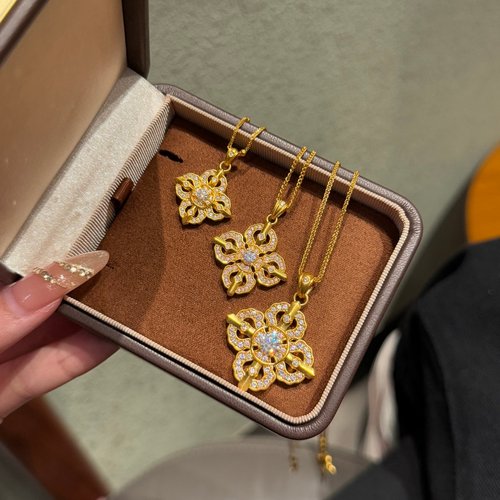 千夕 足金9995D镶嵌十字金刚杵黄金吊坠女款情人节生日礼物送女友