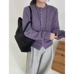 针织衫 3522 新款 秋季 宽松外穿女士毛衣 鱼骨纹显瘦卷边开衫