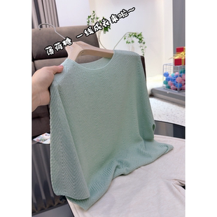 春季 暗纹针织衫 新款 韩版 上衣 3792 宽松女士薄款 一线成衣中袖