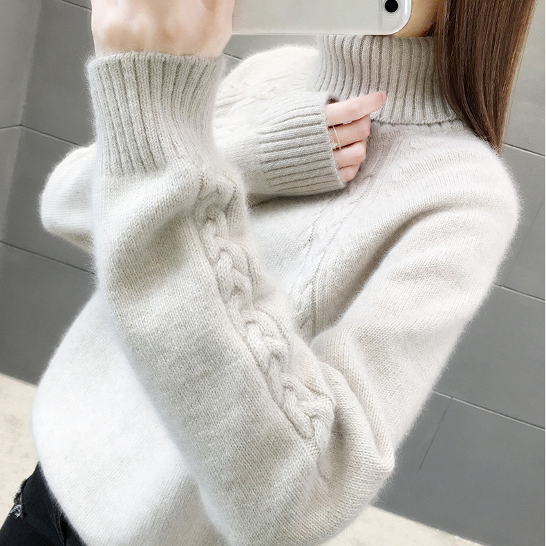 2186【高领插肩斜麻花毛衣】新款冬季女士内搭针织打底衫加厚