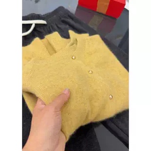 3705【温柔软糯小金豆开衫】秋季新款气质毛衣女士宽松上衣