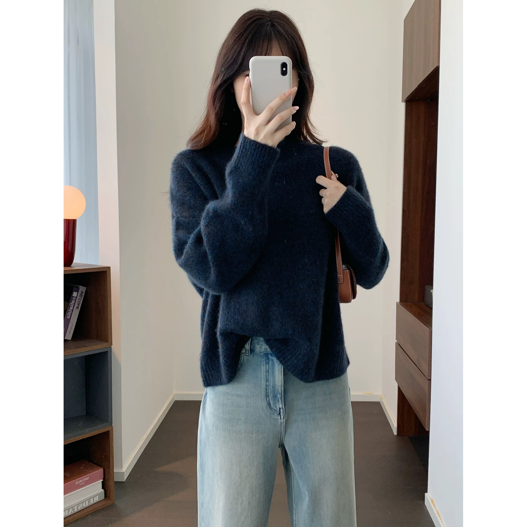 3585【欧货花纱海洋蓝毛衣】秋季新款女士韩版针织衫上衣