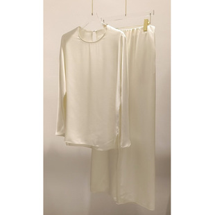 上衣裤 国风醋酸缎面提花套装 子 重磅真丝新中式 简约高级气质