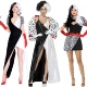 万圣节黑白魔女COS小丑服舞台装 电影库伊拉服装 斑点狗连衣裙