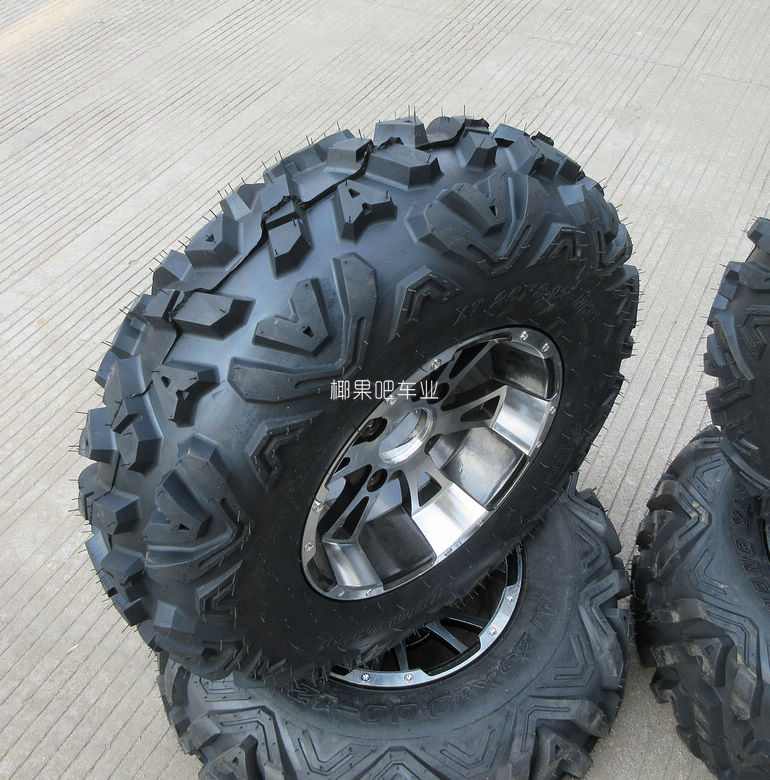 卡丁车配件 大公牛沙滩车25X8-12 25X10-12寸A字轮胎带刀锋铝轮毂
