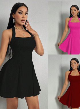 Halter A-Line Dress 挂脖露背A字短裙