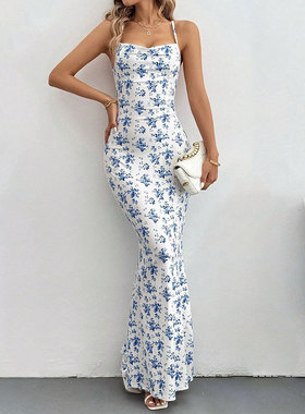 Tropical Floral Dress 甜美碎花度假吊带裙