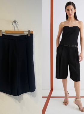 意大利正品代购Marella 25秋冬BREDA 女士百搭黑色休闲直筒五分裤