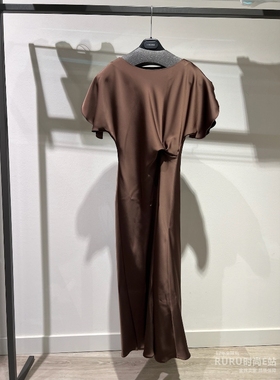 意大利正品代购 iblues 25秋冬GLOBALE 女气质优雅缎面短袖连衣裙