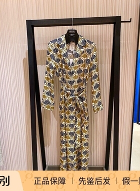 意大利正品代购S'maxmara 25秋冬 ALBERT 女士真丝印花系带连衣裙