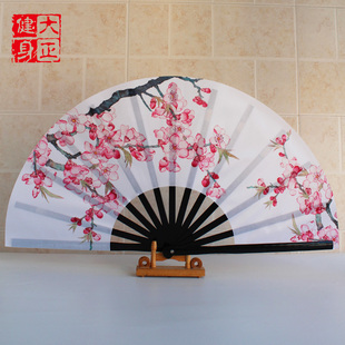 新款桃花太极扇国潮中国风晨练响扇竹骨功夫扇旗袍走秀扇舞蹈扇子