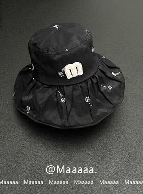 INSH 4/14 26FW新品 花朵渔夫帽女 春夏大字母遮阳帽可调节