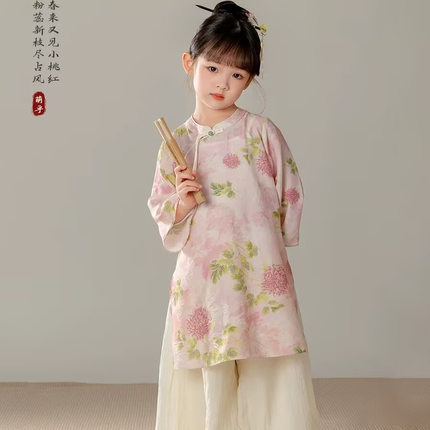 汉服女童新款2026春款古风儿童新中式国风套装春秋古装两件套唐装