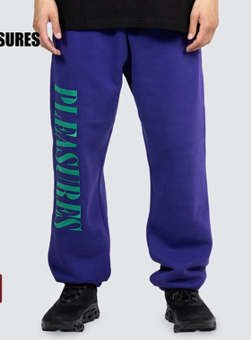 PLEASURES  竖版大LOGO字母刺绣卫裤男女同款高街背绒休闲长裤