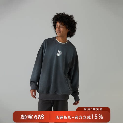 ROUNDTWO植物印花宽松圆领卫衣