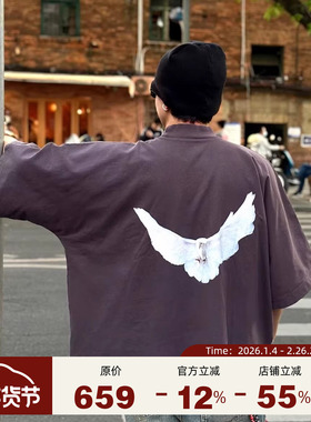 YEEZY x GAP 三方联名 DOVE NO SEAM Kanye同款5分袖鸽子短袖T恤