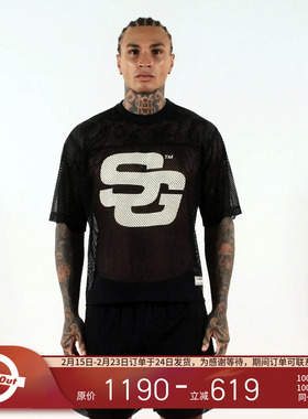 SUMMER GAMES 春夏SG字母LOGO撞色印花网眼圆领短袖T恤男女同款