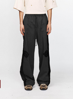 SONG FOR THE MUTE 25SS 女士抽绳侧面贴花宽松直筒休闲裤长裤