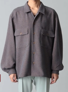 International Galley BEAMS  日产千鸟格设计宽松长袖衬衫外套