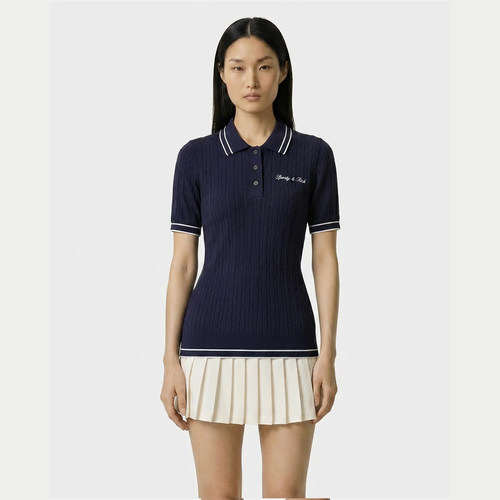 Sporty&Rich刺绣短袖针织Polo