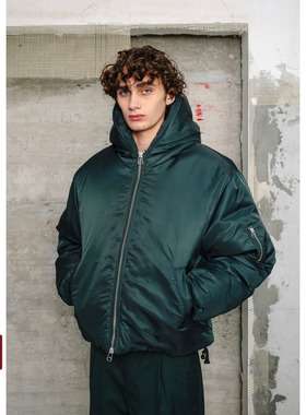 PEACEMAKER 25FW光滑面料短款连帽飞行员夹克