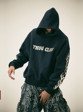 THUG CLUB 韩国先锋品牌 25FW 街头火焰元素连帽衫