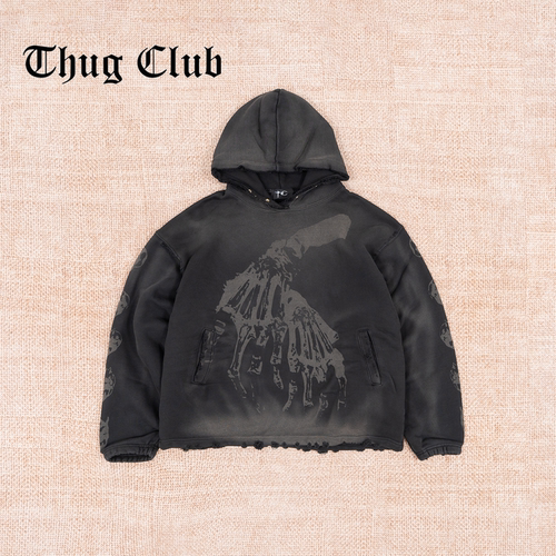 THUGCLUB做旧加绒连帽卫衣