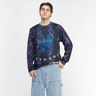 三色潮流树枝迷彩拼色设计长袖 加拿大滑板品牌 球衣T恤 25SS Dime